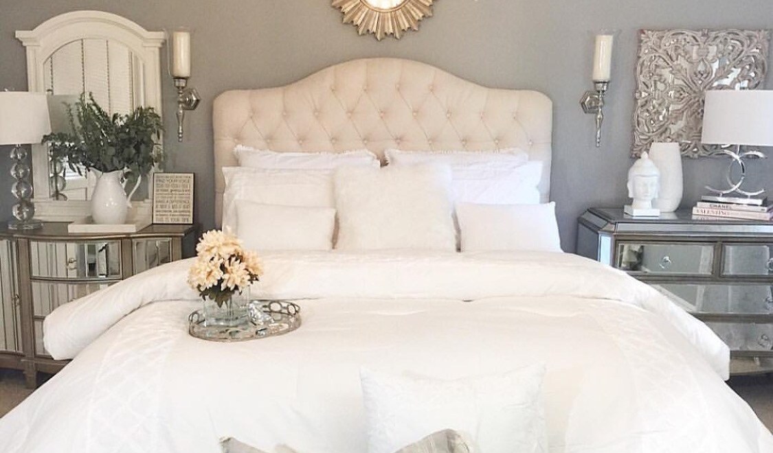 Tufted White Headboard